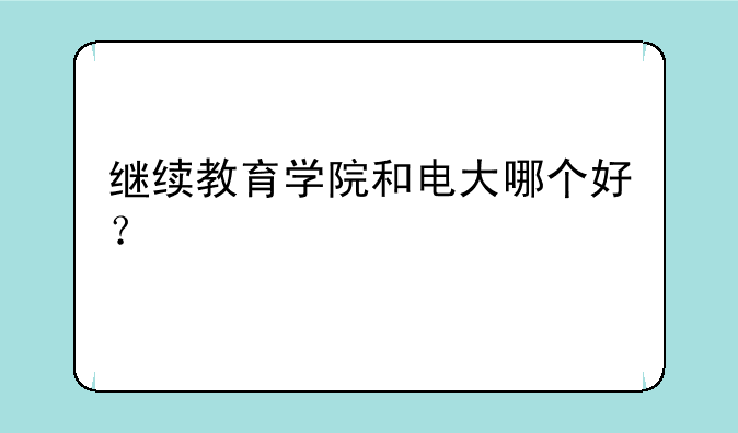 继续教育学院和电大哪个好？