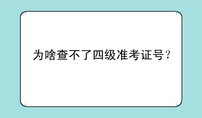 为啥查不了四级准考证号？
