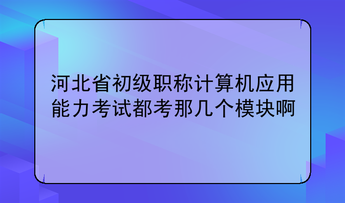 河北省初级职称计算机应用能力考试都考那几个模块啊