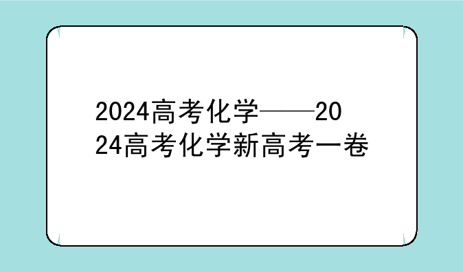 2024高考化学——2024高考化学新高考一卷
