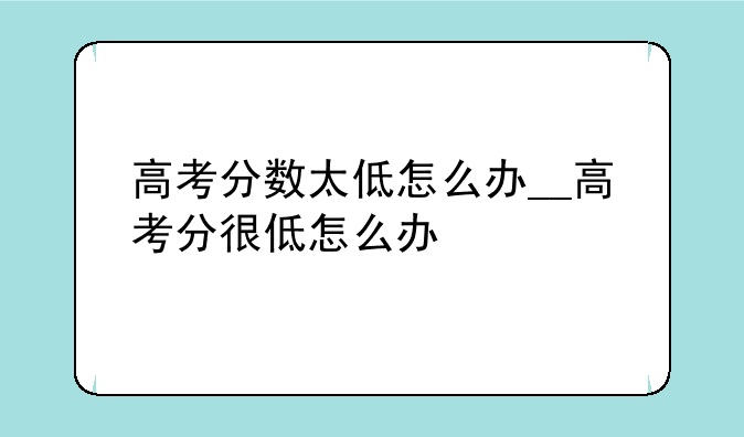 高考分数太低怎么办__高考分很低怎么办
